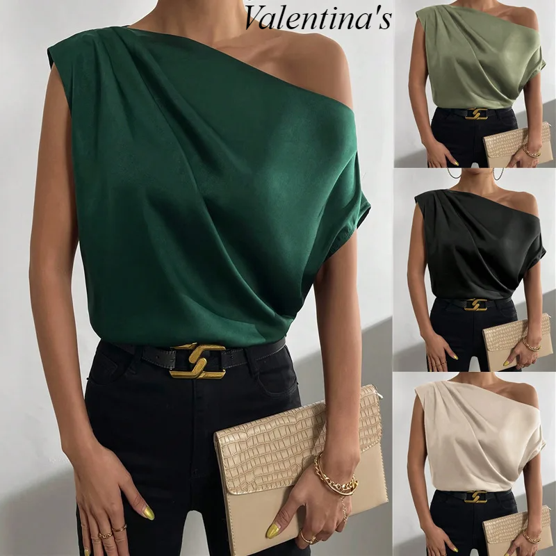 Classy Slant Neck Fold Top