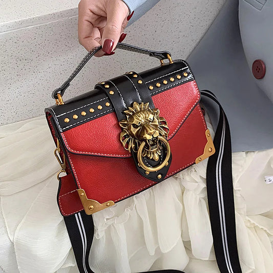 Metal Lion Head Brand Shoulder Purse