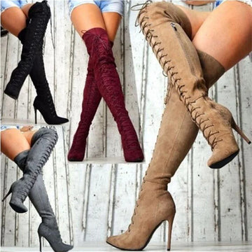 Gladiator Lace up Thigh High Boots