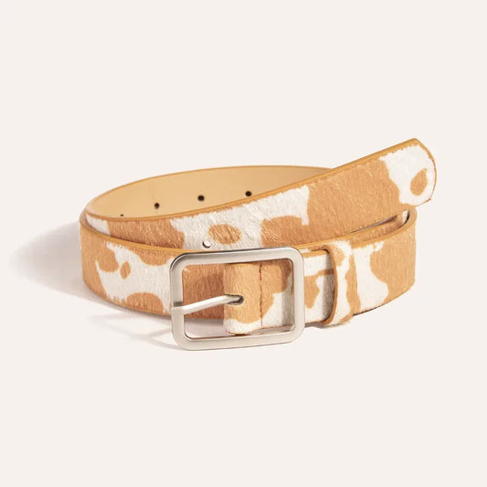 Cow Print Fur Belt