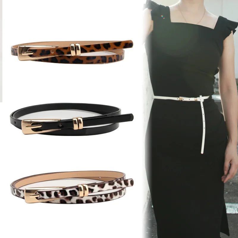 Thin Leopard Print Belts