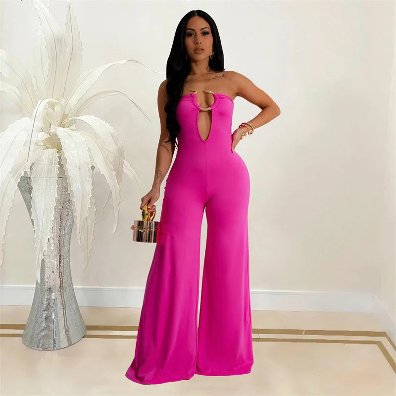 Strapless Wide Leg Jumpsuit