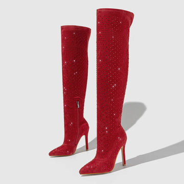 Rhinestone Over-the-Knee Boots