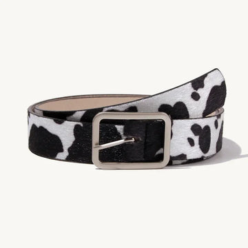 Cow Print Fur Belt