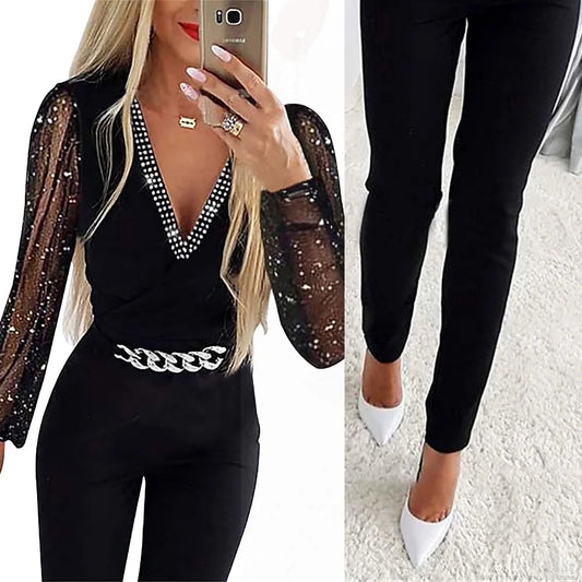 V Neck High Waist Slim Fit One Piece